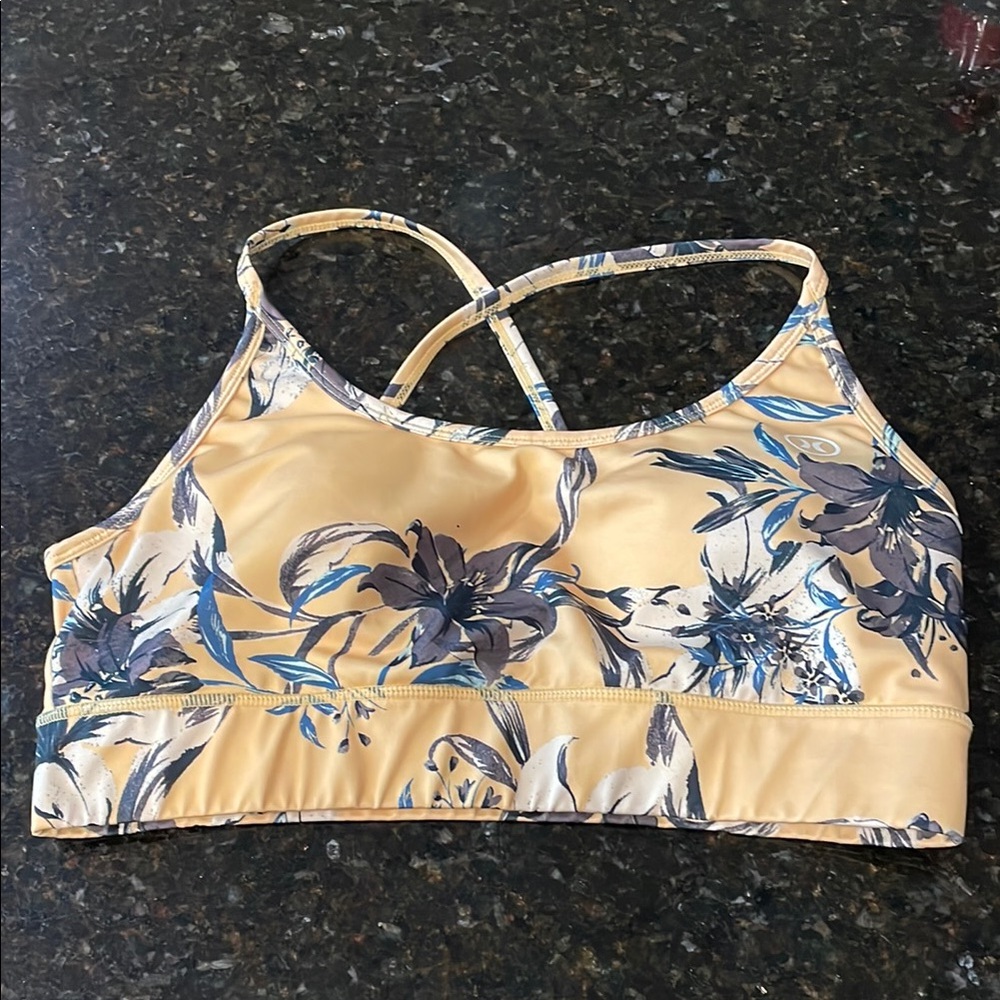 Hurley Yellow and Blue Floral Sports Bra